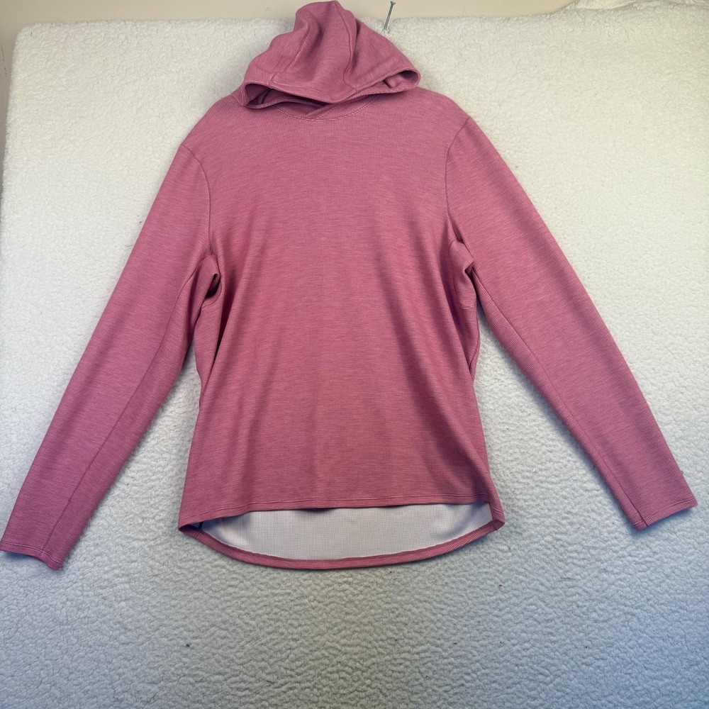 Lululemon Hoodie Womens Medium Pink Waffle Knit Long Sleeve Cozy Pullover Top - Picture 6 of 7